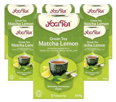 Yogi Tea, Matcha Lemon, Organic Green Herbal Tea, Blend of Green Tea, Matcha, Lemongrass and Lime, 6 Packs x 17 Tea Bags (102 Teabags Total)