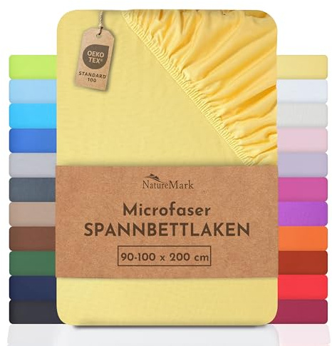 NatureMark Drap de lit en Microfibre à Prix réduit ! Beaucoup de Tailles et de Couleurs Marchandise de Marque (Drap de lit 90x200-120x200 cm, Jaune)