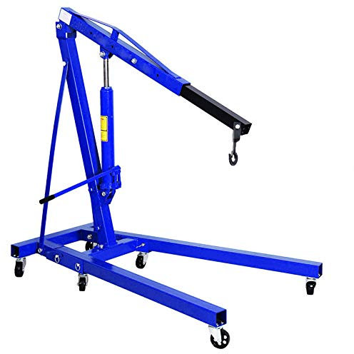 Qivange Folding Engine Crane 1 Tonne Hoist Lift Jack With Wheels (Blue)