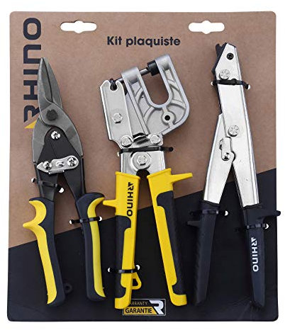 RHINO - Set di 3 utensili, kit 3 pezzi - Cesagliatore/Gripsettrice/crimpatrice - appositamente progettato per piastre - 5 anni di garanzia