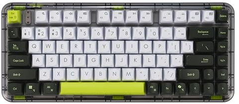 ASUS Jelly75 KD201 Clavier sans fil mécanique 2,4 GHz Bluetooth et USB Hub 4 mm Rétroéclairage réglable Connectez jusqu'à 5 appareils simultanément Vert