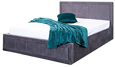 SANA SLEEP Ottoman Bed Frame - Fabric Storage Upholstered Double Bed - Gas Lift Bed Base in Small Double King Super King - No Mattress (4FT PLUSH CHARCOAL)