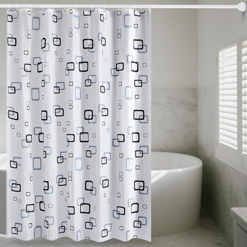 Lkw Ogechi 200/220/240cm Drop PEVA Duschvorhang, Halbtransparent Wasserdicht Antischimmel Badezimmervorhang mit Quadratischem Muster, Extra Breite PEVA Waschbar Duschvorhang (180x240cm)