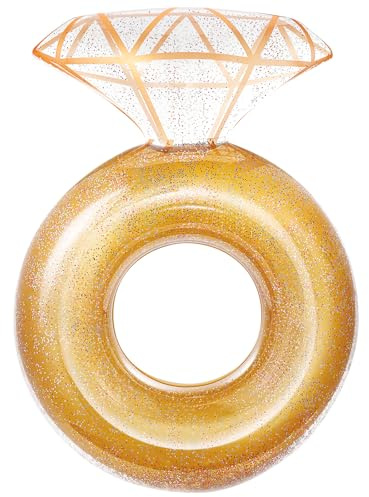 HeySplash Pool Floats, Inflatable Diamond Ring Pool Float, Large Engagement Ring Floatie for Bachelorette Party, Swim Tube River Lake Wedding Bride Stagette Decor Fun Toy Raft for Adults,Yellow