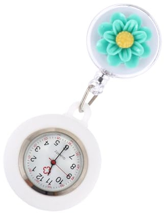 Holibanna Krankenschwesteruhr Silikon Clip Ansteckuhr Mit Cartoon Blume Tragbare Badge Uhr Für Damen Und Mädchen Einziehbare Pflege Uhr Geschenkidee Für Medizinisches Personal