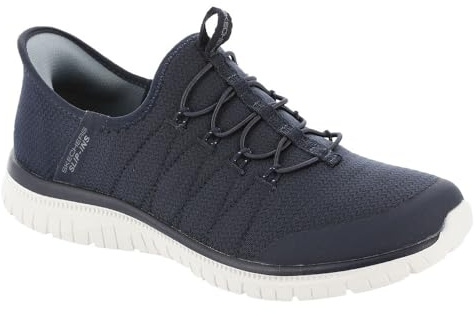 Skechers Femme Virtue Glow Basket, Navy Mesh, 38.5 EU