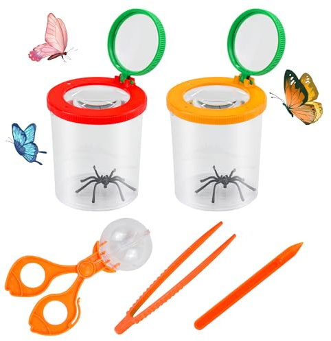 Aohcae Juego de 2 lupas para vasos y vasos para niños, con pinzas