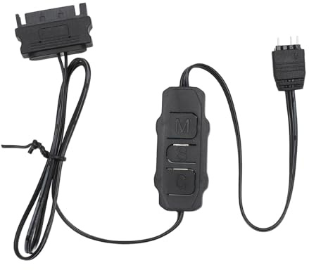 ARGB-Controller, 5 V, 3-poliges ARGB-Produkt zu SATA-Netzteil-Controller, Tragbarer Lichtstreifen-Fernbedienungscontroller für PC-Lüfter, Kühler, DIY-ARGB-Geräte (Black)