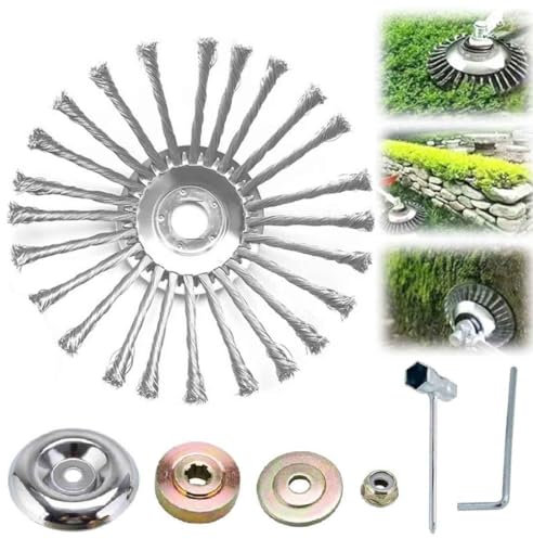 6/8/10 Pouces,TêTe Brosse DéBroussailleuse,TêTe De DéSherbage Fil d'acier,Brosse De DéBroussailleuse à Gazon,Brosse pour Mauvaises Herbes en Acier pour Pelouse Jardin ​Agriculture (10 Pouces)