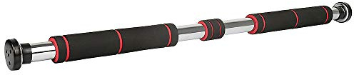 Barra per trazioni porta | 80-130 cm | 150 kg | barra da ginnastica | allenamento con la forza | braccio | allenamento della forza | regolabile individualmente (nero e rosso)