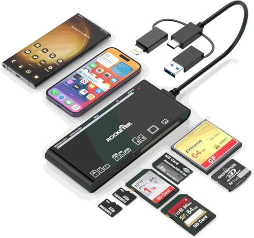 7 in 3 USB C USB 3.0 Multi Card Reader, SD,CF,XD,Micro SD,TF,MS Cards High-Speed Memory Card Adapter Hub for iPhone, iPad, MacBook, Samsung Support Compatible with Windows, Mac OS, iOS