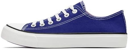 Damer tygskor låga toppskor för kvinnor män klassiska snörning sneakers kanvas Plimsolls pumpar vardagliga tennisskor, Kungsblå, 40.5 EU