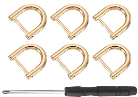 QUARKZMAN 6 Pcs Arandela De Tornillo Argolla 0.47x0.47inch Oro Claro | D Argollas En Forma De U De Reemplazo, Para Hebilla De Correa De Llavero De Bolso
