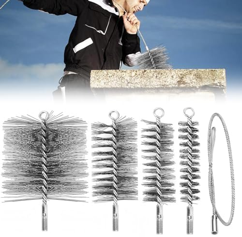 Ofenrohrbürste,4 Stück Kaminbürste,Schornsteinbürste,Heizkesselbürste,Schornsteinfeger Bürste,Ofenbürste,Ofenrohrwischer Für Reinigen Schornsteinen,Heizkesselreinigung,30mm,50mm,80mm,150mm