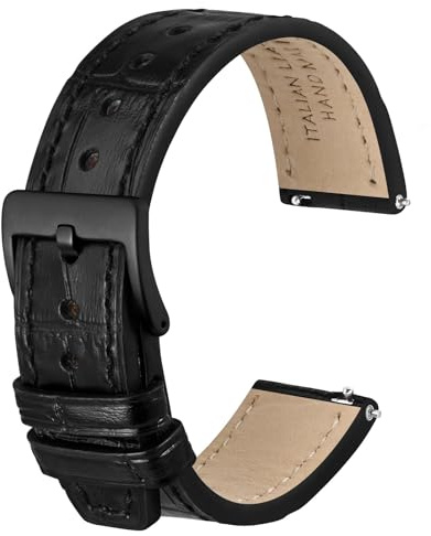 Anbeer Italiensk Alligator kornpräglat mönster läderarmband, snabbkoppling kalvskinn ersättning klockband för män kvinnor, bandbredd 18 mm 20 mm 22 mm 24 mm, 24mm, Ingen sten