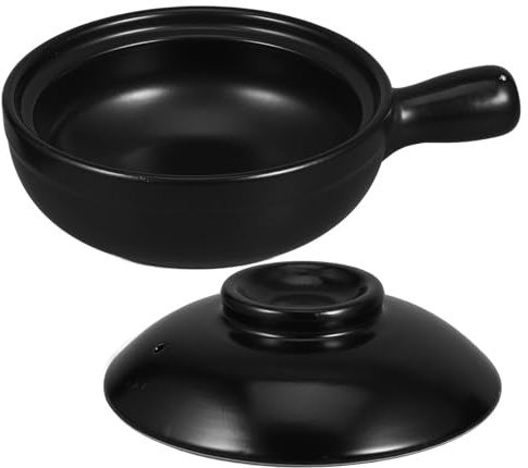 ARTSEWPLY Olla de Barro para Guiso 900 Ml con Tapa Cerámica Resistente al Calor y Asa Lateral Pequeña para Cocinar Arroz Tradicional y Sopa en Estufa Hogar y Restaurante
