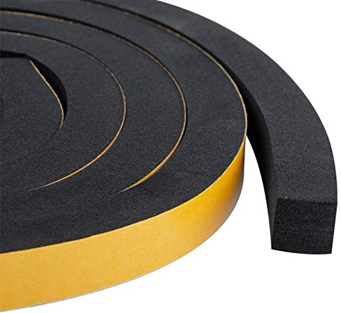 Windows Sealing Tape 2-Pack, 1/2 Inch Wide X 1/2 Inch Thick, Closed Cell Foam Adhesive Rubber Seal Strip (13 Feet Total, 6.5 Feet/Roll)