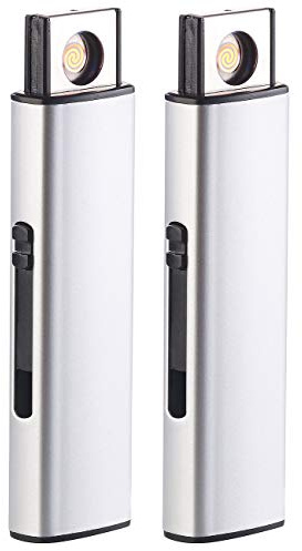 PEARL Sturmfeuerzeug: 2er-Set elektronische Akku-USB-Feuerzeuge, Glühspirale, windgeschützt (Sturmfeuerzeug USB, Feuerzeug aufladbar, Gas)