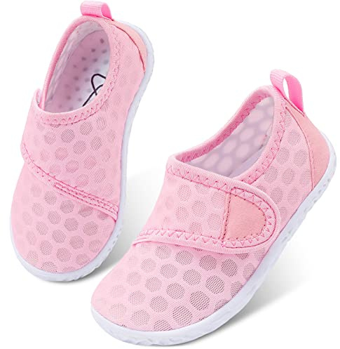 LeIsfIt Toddler Water Shoes Boys Girls Aqua Socks Kids Outdoor Quick-Dry Breathable Swim Shoes Lightweight Non-Slip Barefoot Beach Shoes Pink 6 Toddler