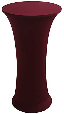 Stehtisch Hussen Stretch Hussen für Stehtische 60x110 cm,Spandex Stehtischhussen Elastische Tischdecke für Stehtische/Bistrotische,Verstärkung im Fußbereich rutschfest Waschbar,Maroon,1Pc