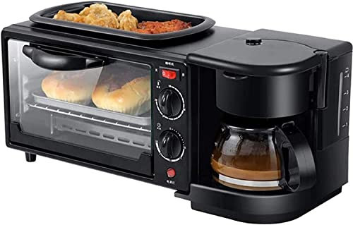 Ecoodisk 3 in 1 Breakfast maker,Multifunctional Baking BBQ Breakfast Maker,Coffee Maker,Bread Maker Sandwich Toaster,Non-stick frying pan for Egg Steak Sausage,EU