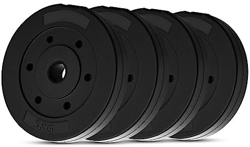 wuuhoo® Zement Hantelscheiben Mike 30/35mm, Langhantelgewichte Set 20kg - 30kg, beschichtet in Schwarz, 1,25, 2,5, 5, 10 kg, Zement Kunststoff Gewichtscheiben Set 5-20kg