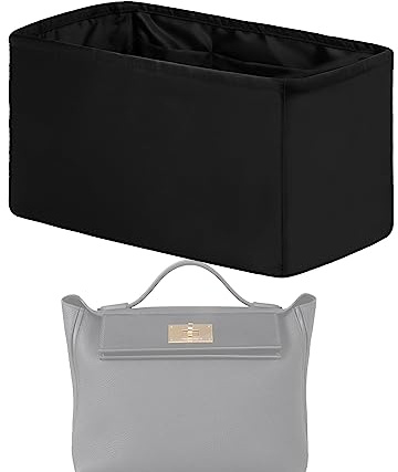 XYJG Seide Handtasche Einsatz Organisator für Hermes 2424 Mini/29/35 Taschen, Luxuriöser Tasche Tote Einsatz, Behalten Sie die Form der Tasche bei, Leicht (2424-29, Schwarz)