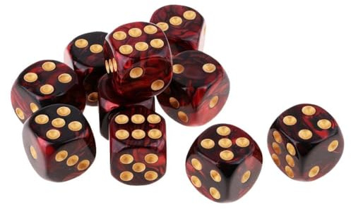 zalati Dadi 10pcs Gioco Dadi Retro Colori Strumento di Gioco per Adulti Giochi Gioca Regali Party - Rosso & Nero