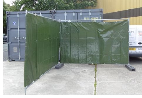 Green Fence Tarp 1.76m x 3.41m covering HERAS and other types of fencing