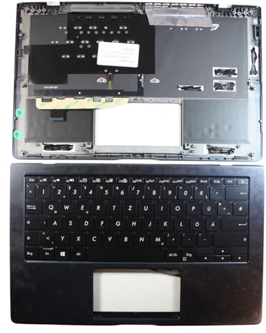 Power4Laptops Tyskt med topcase svart ersättnings-laptop-tangentbord kompatibelt med Asus UX391UA