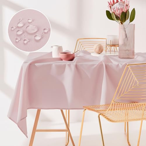 room99 Aura Tischdecke 130 x 180 cm Tischtuch Tafeldecke Fleckschutz Abwaschbar Wasserabweisend Schmutzabweisend Polyester Rechteckig Bankett-Dekoration Ganzjährig Puderrosa
