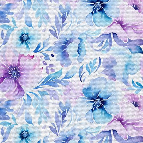 HEKO PANELS Stoff Oxford Wasserdichte Meterware Canvas-Stoff Polyester Nähstoff Dekostoffe Handwerken Wasserabweisend Blickdicht Blumenmuster Blumen Aquarell Wasserfarbe 1 Meter 155 x 100 cm DX2992