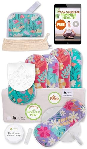 Premium compresas reutilizables antideslizantes en algodón orgánico para flujo ligero (S+M, 6 uds.); lavables a alta T°, suaves, no irritantes y cómodas, compresas de tela para mujeres y adolescentes