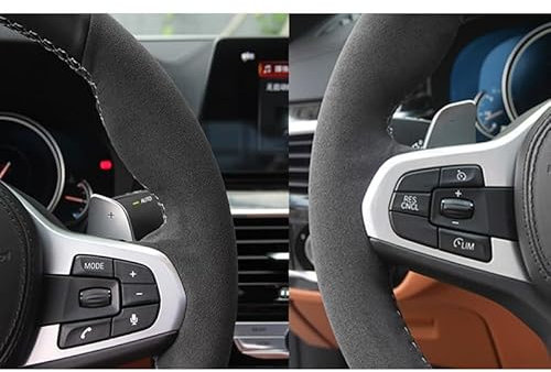 Auto Lenkradbezug Schwarzer Echtleder-Wildleder-Lenkradbezug für G30 G31 G32 G20 G21 G14 G15 G16 X3 G01 X4 G02 X5 G05