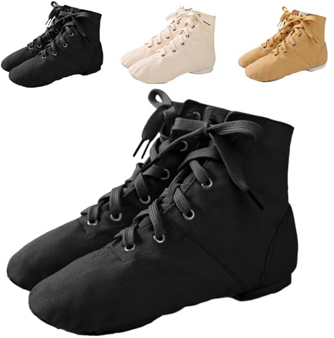 ChangTsing Chaussures De Danse Chaussure de Ballet Boot Semelle Souple Yoga Gymnastique Split Plate Ballet Doux Toile Chaussons pour Hommes Femmes Little Kid Lacets Filles Canvas Jazz Dance Bottes