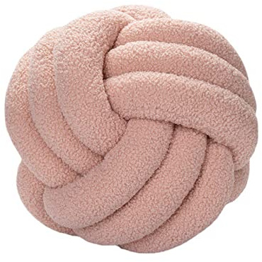 Koomuao Liemuao Coussins de Noeud en Peluche, Rond Oreiller de nouée Décoration D'intérieur, Douce et Moelleuse Noeud d'oreiller pour Chambre à Coucher, Lit Bébé, Maison, Fait à la Main (Rose, 28cm)