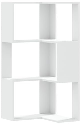 vidaXL Libreria Angolare 3Ripiani Bianca 50x50x102cm Legno Multistrato, libreria ad angolo, libreria, mobile porta libri, libreria a L