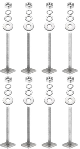 PATIKIL T-nut Adapter Nutensteine M6 x 65mm 8 Set Gepäckträger Edelstahl Nutensteine Dachträger Schrauben mit Mutter Unterlegscheiben für Relingträger Fahrrad Dachbox Kajak Gepäckträger