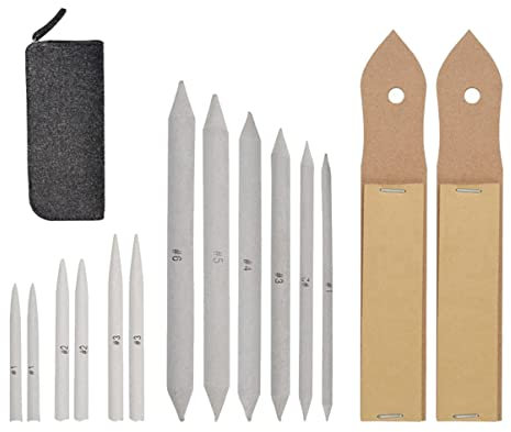 Gogogmee Juego De 15 Uds. muñón de Mezcla de Papel Material de Dibujo Bloque de Papel de Lija Accesorios de Dibujo de bocetos Herramienta de Dibujo muñón de Dibujo de Arte Dark Grey