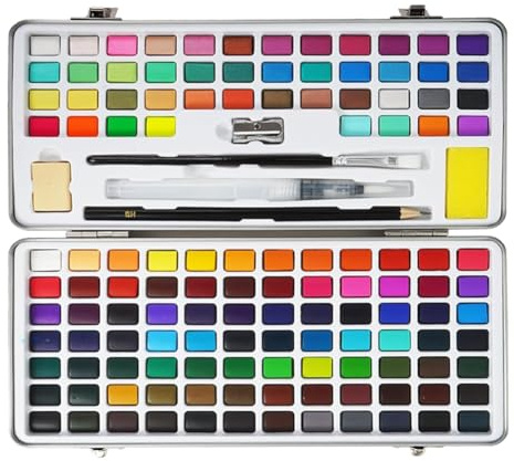 Kznifmk Aquarellfarben-Set, 128 Farben mit Stiften, Pinsel und Zeichenstift – perfekt zum Malen, Zeichnen