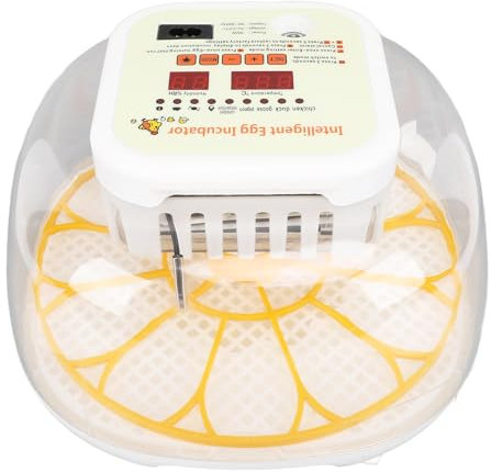 Fockety 12-Eier-Inkubator für Bruteier, LED-Display-Eier-Inkubator, Multifunktionaler Vollautomatischer Bruteier-Kerzer mit Automatischem Wender, für Huhn, Ente, Gans, Wachtel