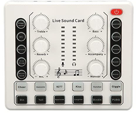 CARTE SON EN DIRECT PLUSIEURS EFFETS SONORES CHANGEMENT DE VOIX MINI TABLE DE MIXAGE DE SON LIVE STREAMING HOME KTV AVEC PUCE QUAD CORE LUMIÈRE AMBIANTE BLANCHE V9SJ