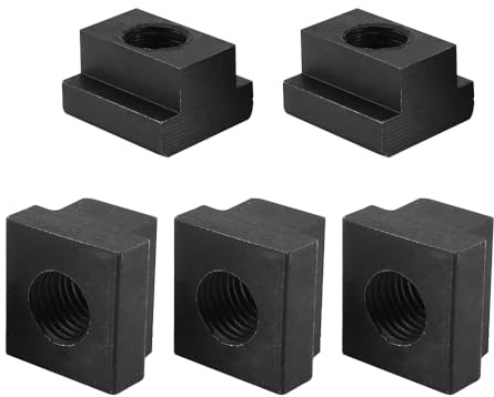5Pcs T Slot Nuts Carbon Steel T Sliding Nuts M8 Threads Fit Into T-Slots in Machine Tool Tables, Black Oxide Finish