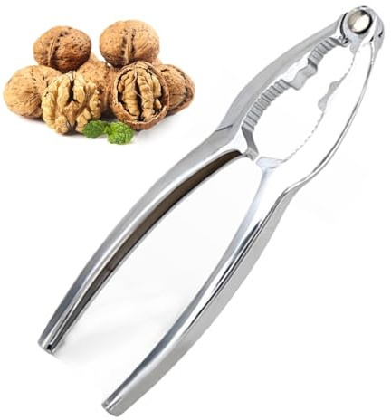 Nutcracker,Nut Crackers Heavy Duty with Non-Slip Handle, Stainless Steel Nut Opener Tool for Walnut Hazelnut Almonds Pecan, 1 PCS （Silver）