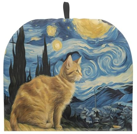 Drnuikhe Starry Night Cat Lovers Artistic Painting Graphic Tea Cosy for Teapot Large Tea Cozy for Teapot British Tea Cozies for Party Wadding Tea Cosy Covers