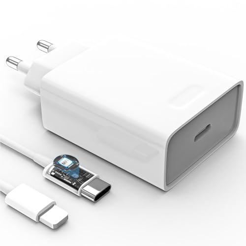 Caricatore USB C da 25W con Cavo iPhone da 1M - Caricabatterie per iPhone 14/13/12/11/X/8/7/iPad