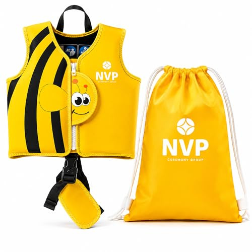 NVP Chaleco de natación para niños y Bebe de 1 a 6 años Ajustable. (Amarillo y Negro, Small)