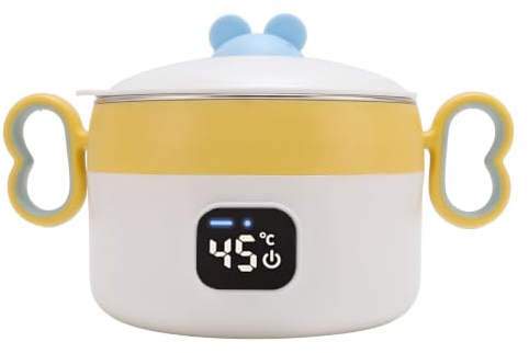 SENECESLI Calentador de Alimentos de Lonchera Eléctrica, Lonchera Calefactora de 450 Ml para Adultos, Amarillo, Diseño de Termostato Inteligente, Batería Recargable Portátil y Diseño Anti-Escaldado