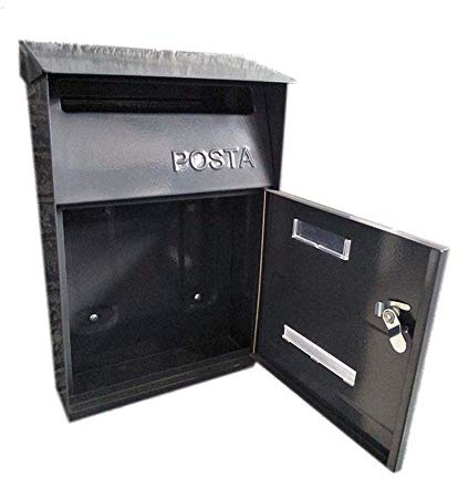 MLLXUXANCC Wall Mounted Letterbox Mailbox Postbox Parcel Drop Box Outdoor Outside Large Front Door Waterproof Lockable Safe Secure Mail Post Letter Box-Black