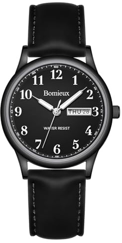 Timever Montre Analogique à Quartz pour Homme avec Bracelet en Cuir,3 Aiguilles,Date,Étanche 3 ATM,Gros Chiffres,Idée de Cadeau pour Un Amis